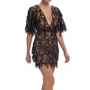 NADINE MERABI Black Sequin Mini Dress